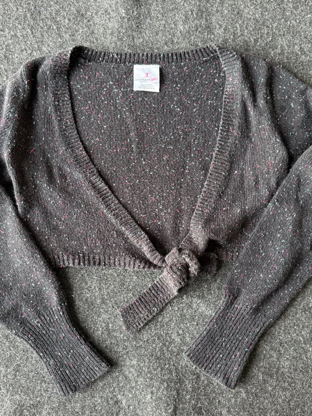 Danskin Girl Ballet Wrap Sweater Girls M 8-10 Black Confetti Knit
